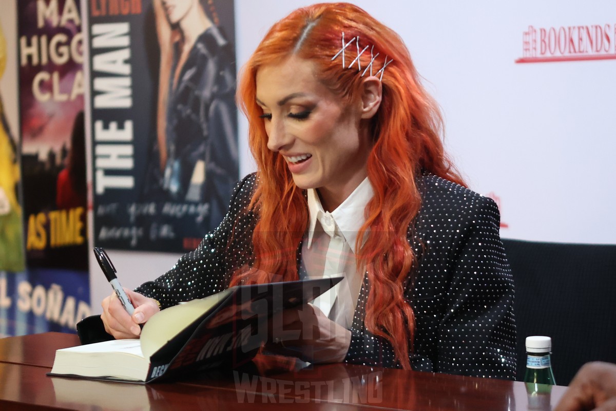 Becky Lynch signs her new book at Bookends bookstore in Ridgewood, NJ, on Wednesday, March 27, 2024. Photo by George Tahinos, georgetahinos.smugmug.com