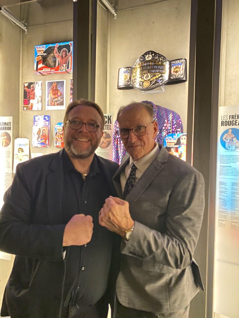 Bertrand Hébert and Rick Martel on Tuesday, March 19, 2024, at the Musée de la civilisation launch of "Lutte. Le Québec dans l’arène". Rick Martel X photo