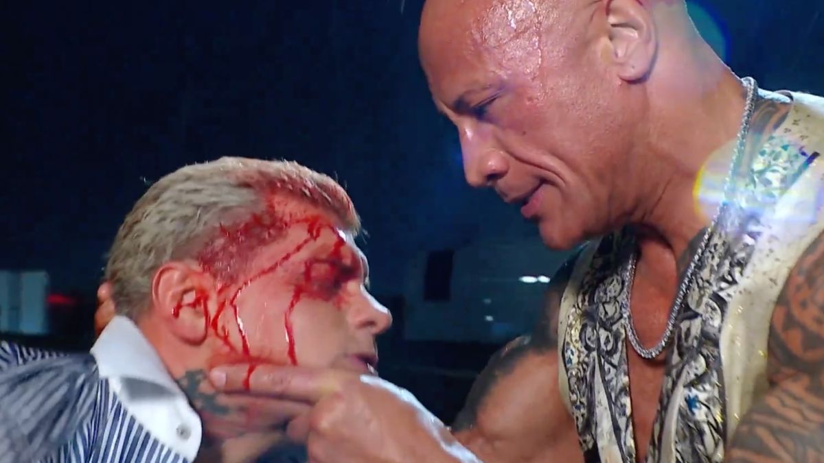 The Rock making an example of Cody Rhodes.