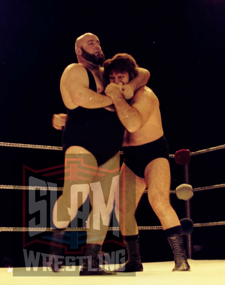 Butcher Vachon headlocks Bruno Sammartino during a WWWF match. Photo by John Arezzi