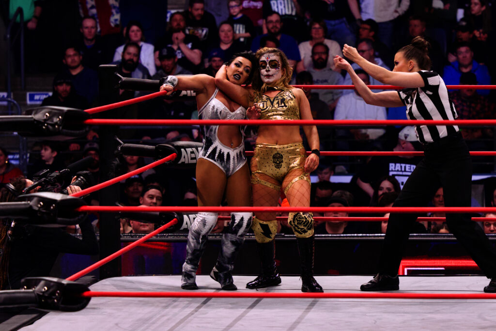 Lady Frost vs Thunder Rosa at AEW Collision at Budweiser Gardens, in London, Ontario, on Saturday, March 30, 2024. Photo by Steve Argintaru, Twitter/Instagram: @stevetsn