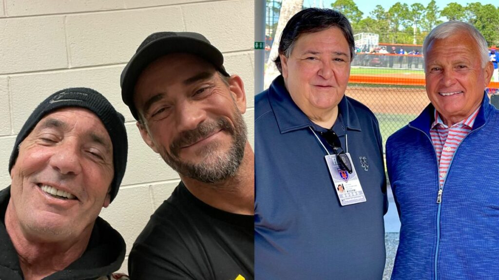 Left, Cary Silkin and CM Punk; right, John Arezzi and Terry Collins