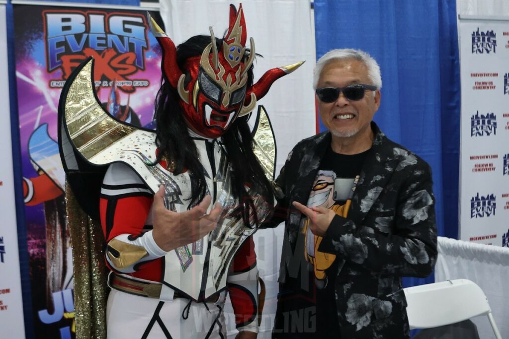 Jushin Liger and Sonny Onoo at The Big Event fan fest on Saturday, March 16, 2024, at the Suffolk Credit Union Arena in Brentwood, NY. Photo by George Tahinos, https://georgetahinos.smugmug.com