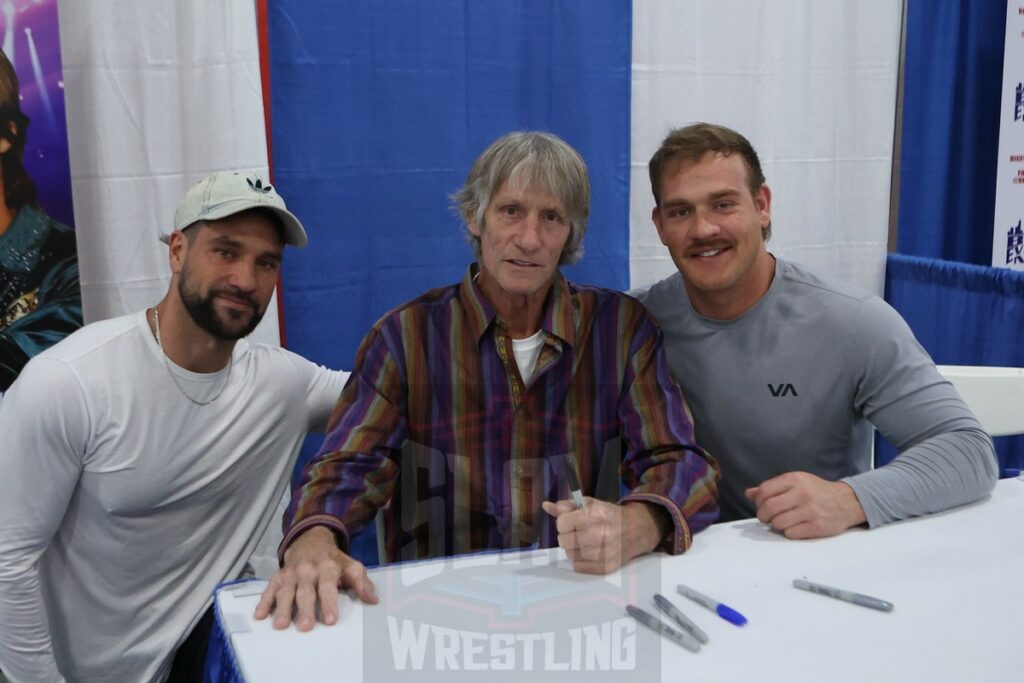 Ross, Kevin and Marshall Von Erich at The Big Event fan fest on Saturday, March 16, 2024, at the Suffolk Credit Union Arena in Brentwood, NJ. Photo by George Tahinos, https://georgetahinos.smugmug.com