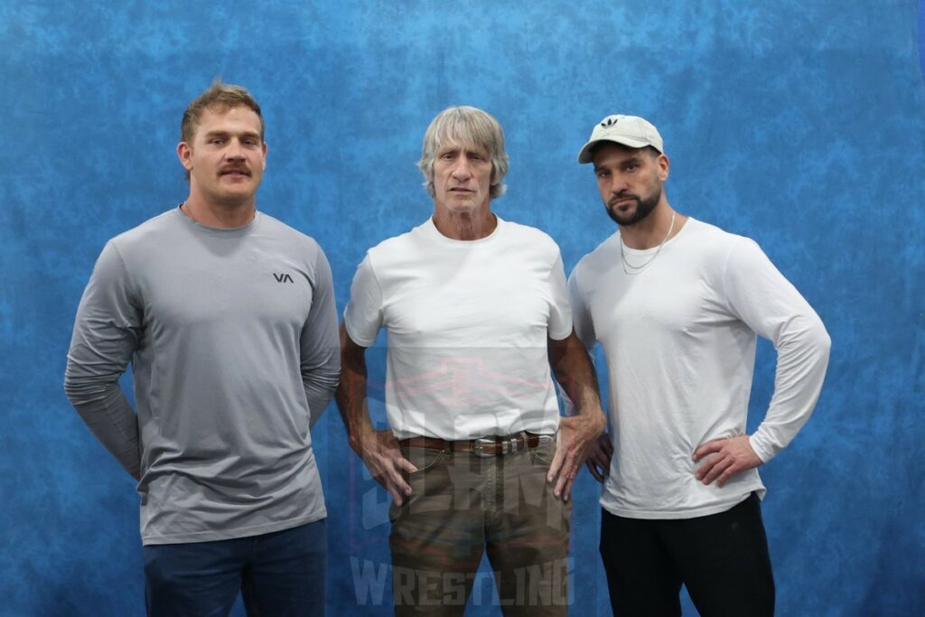 Marshall, Kevin and Ross Von Erich at The Big Event fan fest on Saturday, March 16, 2024, at the Suffolk Credit Union Arena in Brentwood, NJ. Photo by George Tahinos, https://georgetahinos.smugmug.com