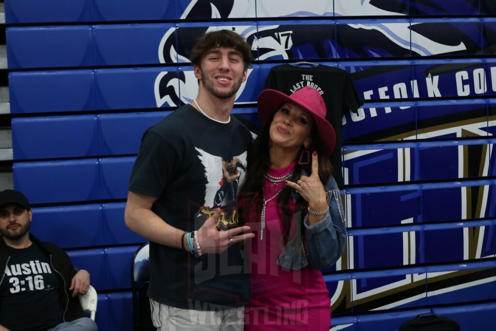 Nick Wayne and Mickie James at The Big Event fan fest on Saturday, March 16, 2024, at the Suffolk Credit Union Arena in Brentwood, NJ. Photo by George Tahinos, https://georgetahinos.smugmug.com