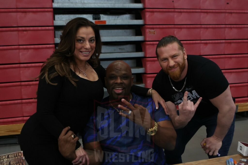 Dawn Marie, D-Von Dudley and Brian Myers at The Big Event fan fest on Saturday, March 16, 2024, at the Suffolk Credit Union Arena in Brentwood, NJ. Photo by George Tahinos, https://georgetahinos.smugmug.com