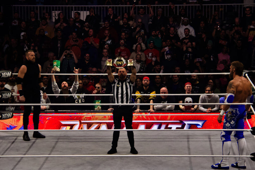 Adam Copeland vs. Christian Cage in an "I Quit" match for the TNT Championship at AEW Dynamite at Toronto's Coca-Cola Coliseum. Photo by Steve Argintaru Twitter/IG: @stevetsn