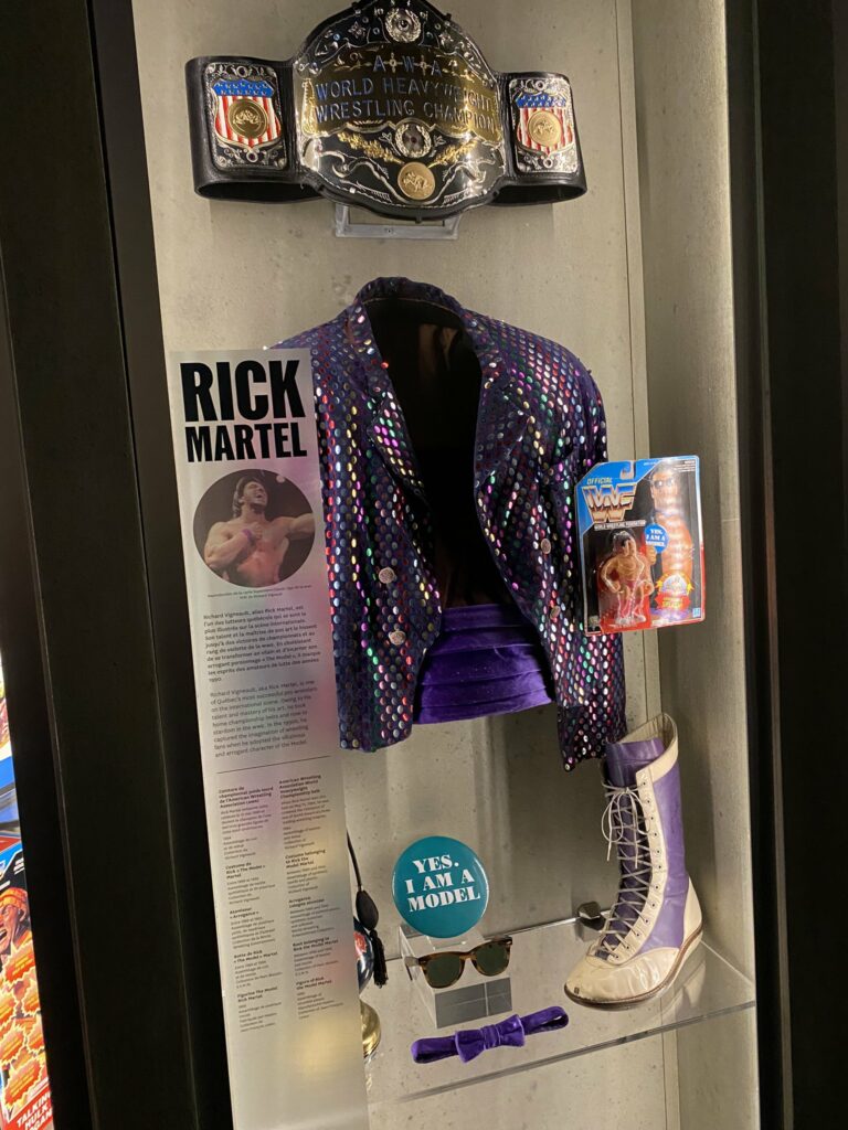 A display of Rick Martel memorabilia on Tuesday, March 19, 2024, at the Musée de la civilisation launch of "Lutte. Le Québec dans l’arène". Musée de la civilisation Facebook photo