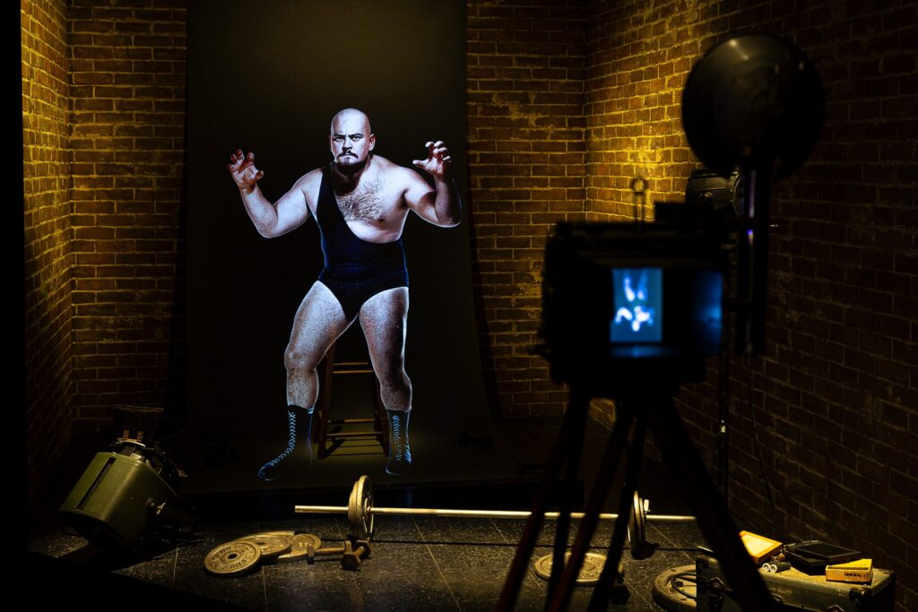 A display of with Ivan Koloff on Tuesday, March 19, 2024, at the Musée de la civilisation launch of "Lutte. Le Québec dans l’arène". Musée de la civilisation Facebook photo