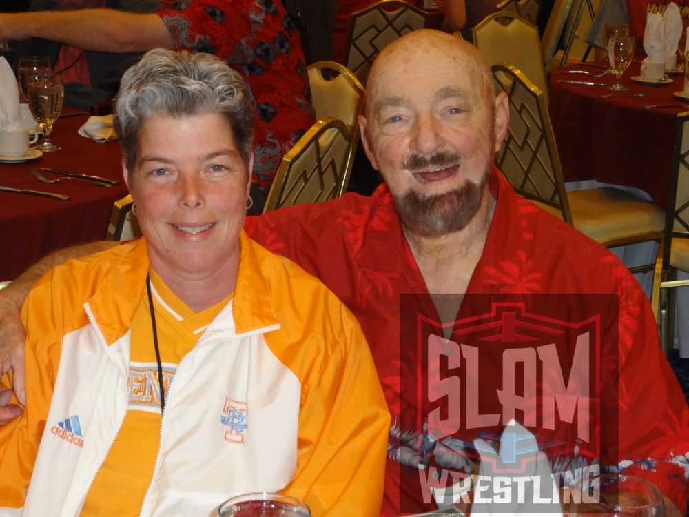Paul Vachon with his daughter Paulette at the 2013 Cauliflower Alley Club reunion in Las Vegas. Photo by Greg Oliver