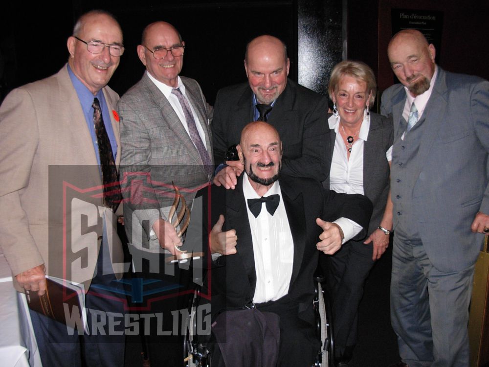 A family shot at Mad Dog Vachon's indction into the Quebec Sports Hall of Fame in November 2009: Regis, Guy, Andre, Claire and Paul Vachon. Photo by Pat Laprade