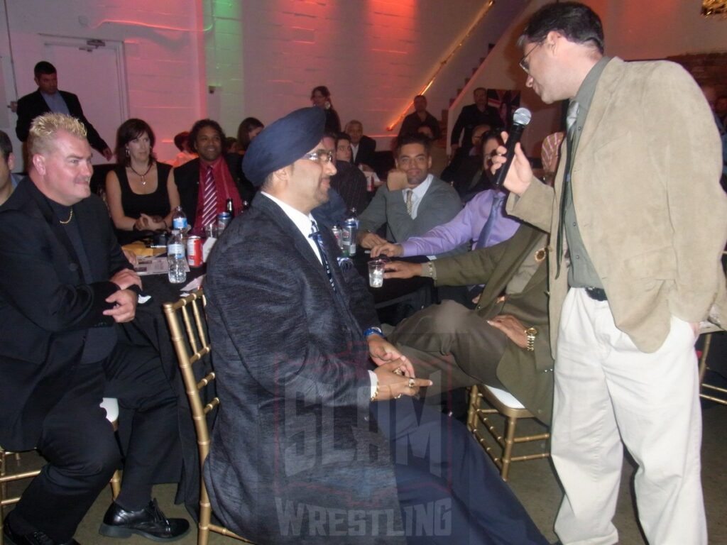 Tiger Ali Singh is interviewed by Greg Oliver at the Titans in Toronto dinner on September 18, 2010, in Toronto, Ontario. Photo by Roger Baker