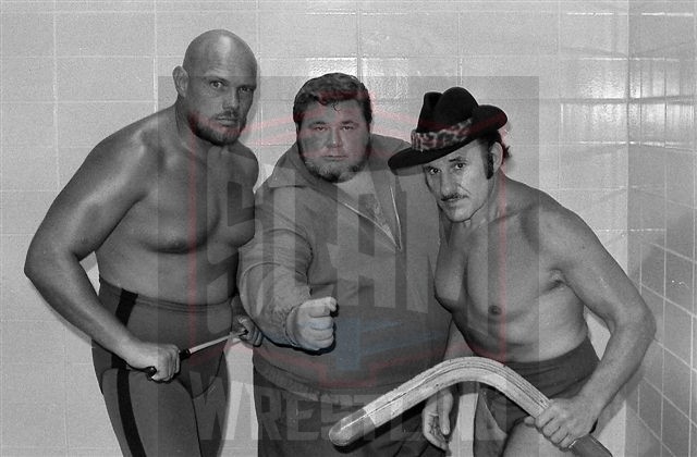 Kurt Von Hess, Crybaby George Cannon and "Fabulous Kangaroo" Al Costello in Detroit. Photo by Dave Drason Burzynski