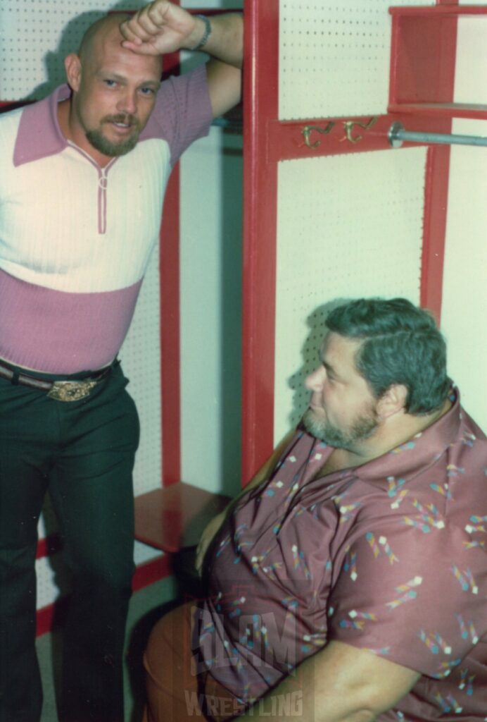 Kurt Von Hess and Crybaby George Cannon in the dressing room. Photo by Mike Lano, WReaLano@aol.com