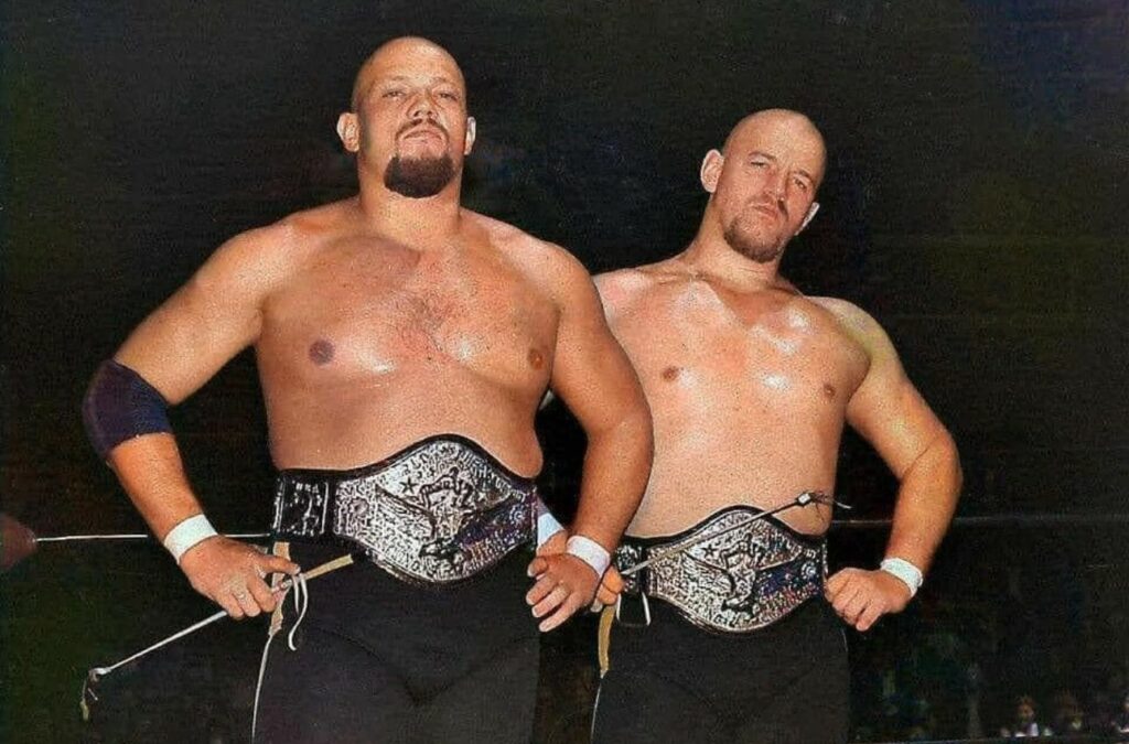 Kurt Von Hess and Karl Von Shotz as NWA World tag team champions (Detroit version) in Detroit. Photo by courtesy the Terry family