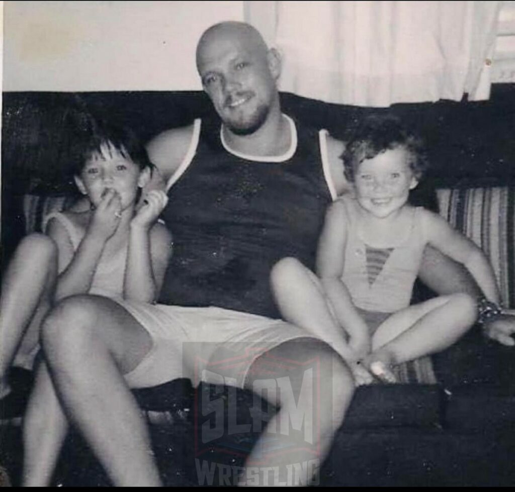 Paige and Allison Terry with their father Bill Terry, aka Kurt Von Hess. Photo courtesy the Terry family