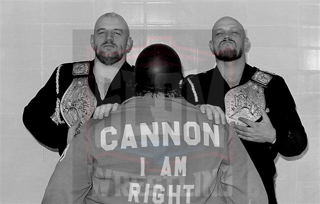 Karl Von Shotz, Crybaby George Cannon and Kurt Von Hess as NWA World tag team champions (Detroit version) in Detroit. Photo by Dave Drason Burzynski