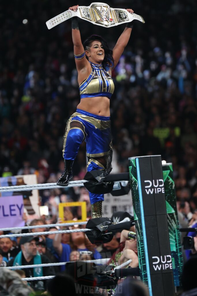 Bayley is the new WWE Women's champion at Night 2 of WrestleMania XL at Lincoln Financial Field in Philadelphia, PA, on Sunday, April 7, 2024. Photo by George Tahinos, georgetahinos.smugmug.com