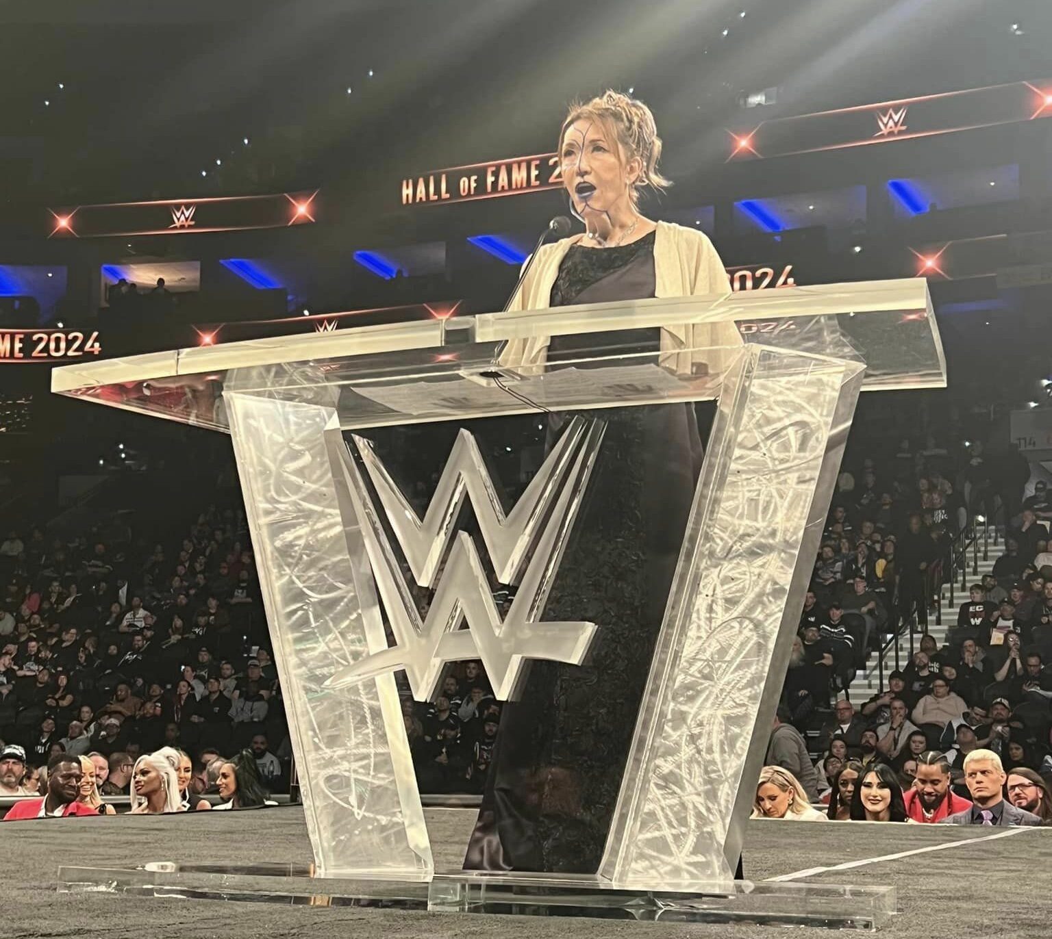 Bull Nakano at the WWE Hall of Fame ceremony at the Wells Fargo Center in Philadelphia, PA, on Friday, April 5, 2024. Photo by Alan Jonason