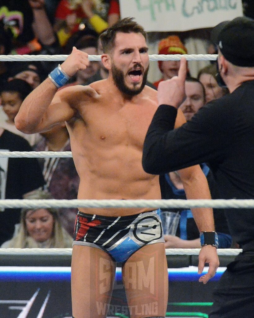 In a match taped for WWE Speed, Angel faced Johnny Gargano at WWE Smackdown at the Little Caesars Arena in Detroit, Michigan, on Friday, April 12, 2024. Photo by Brad McFarlin