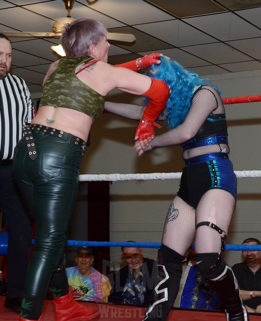 Randi West vs Heather Blue at the Divine Women's Pro Wrestling card on Friday, April 26, 2024 at the Livonia Elks Lodge in Livonia, Michigan. Photo by Brad McFarlin