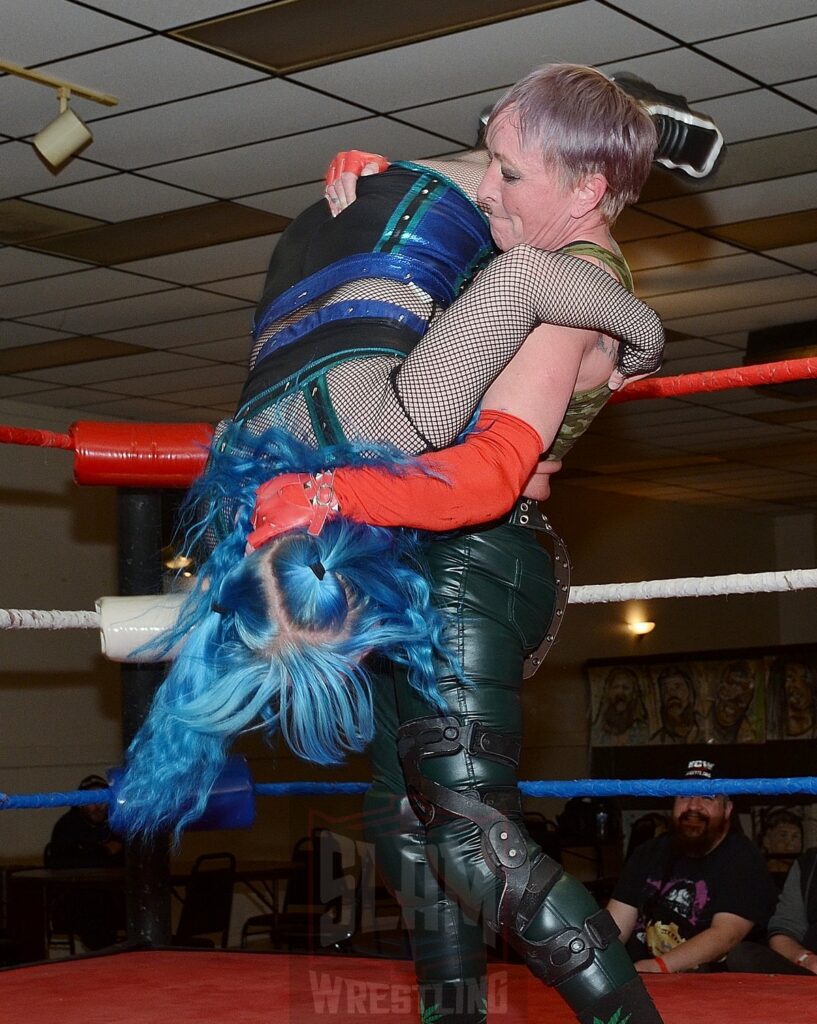 Randi West vs Heather Blue at the Divine Women's Pro Wrestling card on Friday, April 26, 2024 at the Livonia Elks Lodge in Livonia, Michigan. Photo by Brad McFarlin