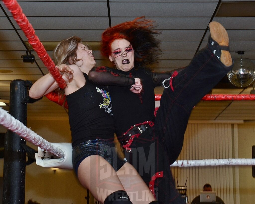 Leela Hall vs Max Reign at the Divine Women's Pro Wrestling card on Friday, April 26, 2024 at the Livonia Elks Lodge in Livonia, Michigan. Photo by Brad McFarlin