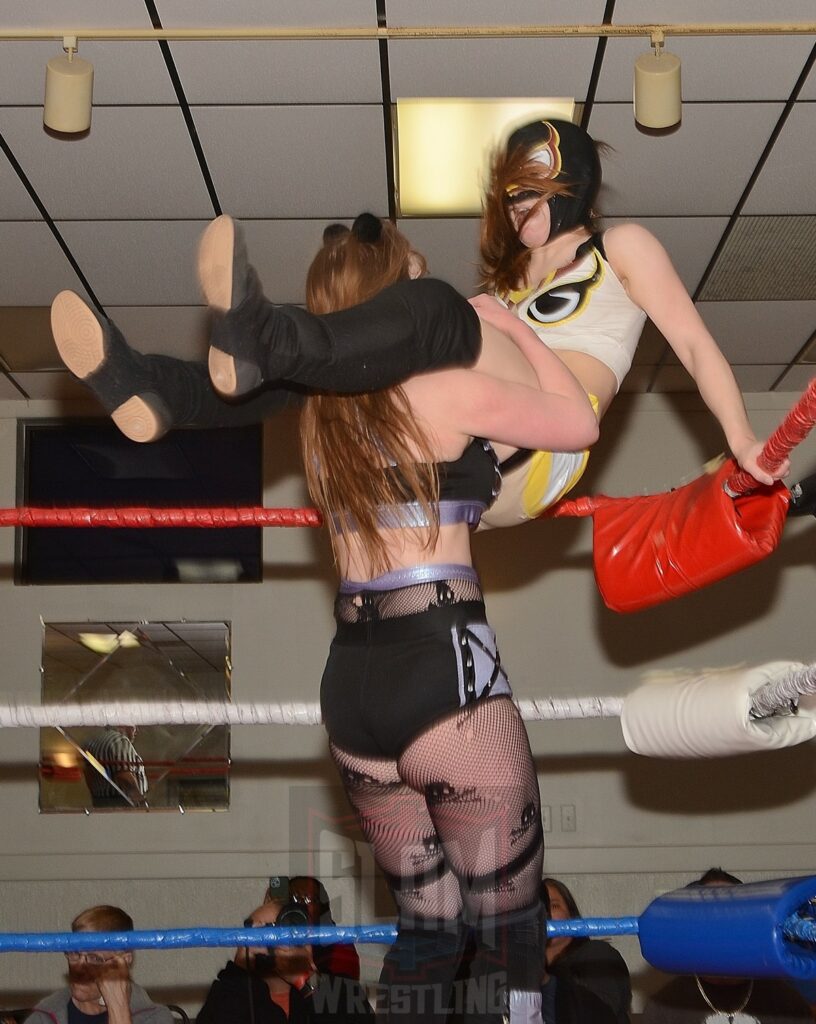Stella Buho vs Rory Shield at the Divine Women's Pro Wrestling card on Friday, April 26, 2024 at the Livonia Elks Lodge in Livonia, Michigan. Photo by Brad McFarlin