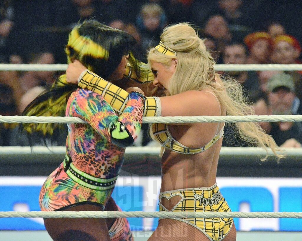 Naomi vs. Tiffany Stratton at WWE Smackdown at the Little Caesars Arena in Detroit, Michigan, on Friday, April 12, 2024. Photo by Brad McFarlin