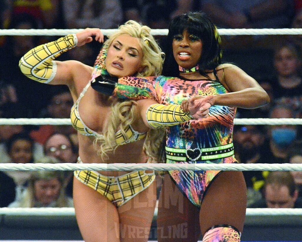 Naomi vs. Tiffany Stratton at WWE Smackdown at the Little Caesars Arena in Detroit, Michigan, on Friday, April 12, 2024. Photo by Brad McFarlin