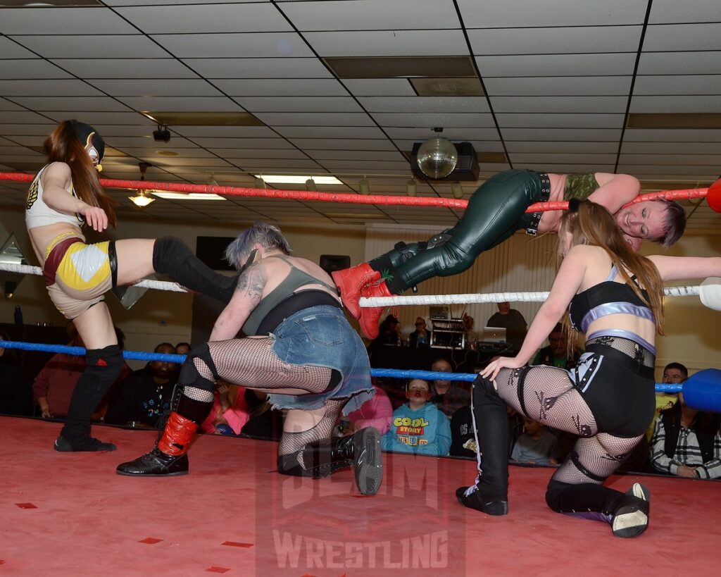Action during a battle royal at the Divine Women's Pro Wrestling card on Friday, April 26, 2024 at the Livonia Elks Lodge in Livonia, Michigan. Photo by Brad McFarlin