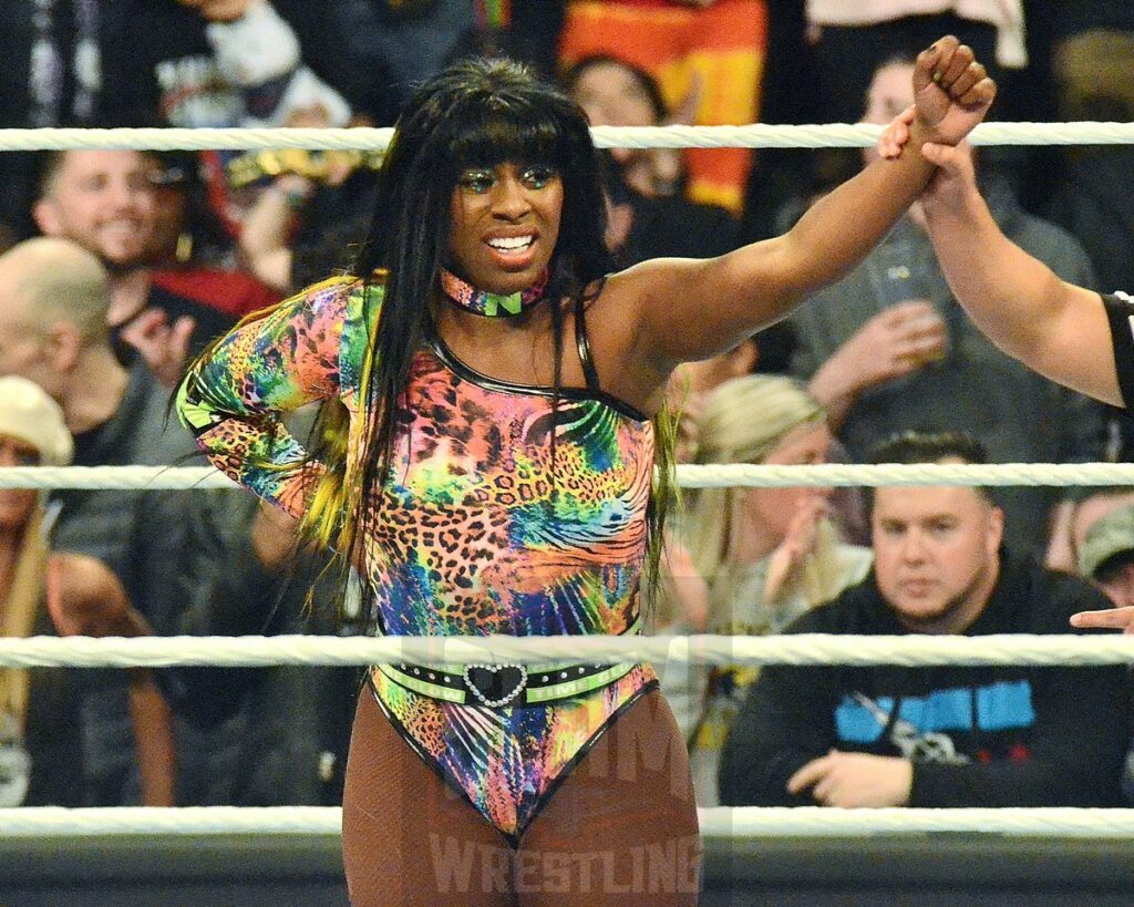 Naomi at WWE Smackdown at the Little Caesars Arena in Detroit, Michigan, on Friday, April 12, 2024. Photo by Brad McFarlin
