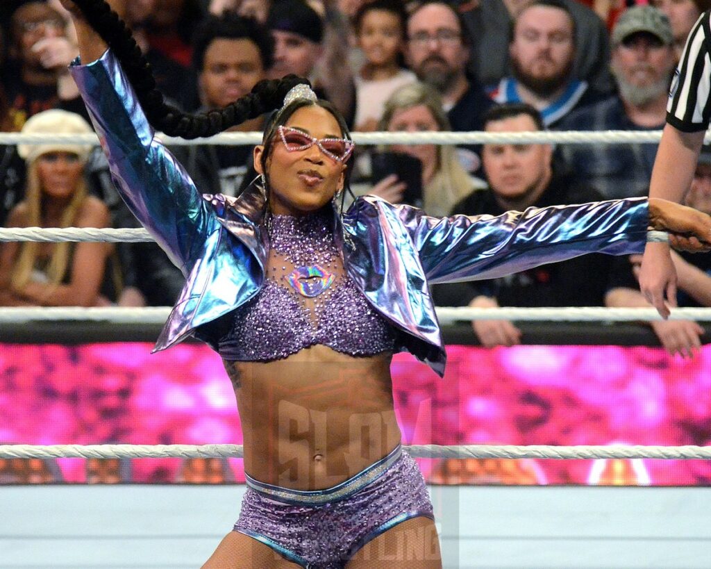 Bianca Belair at WWE Smackdown at the Little Caesars Arena in Detroit, Michigan, on Friday, April 12, 2024. Photo by Brad McFarlin