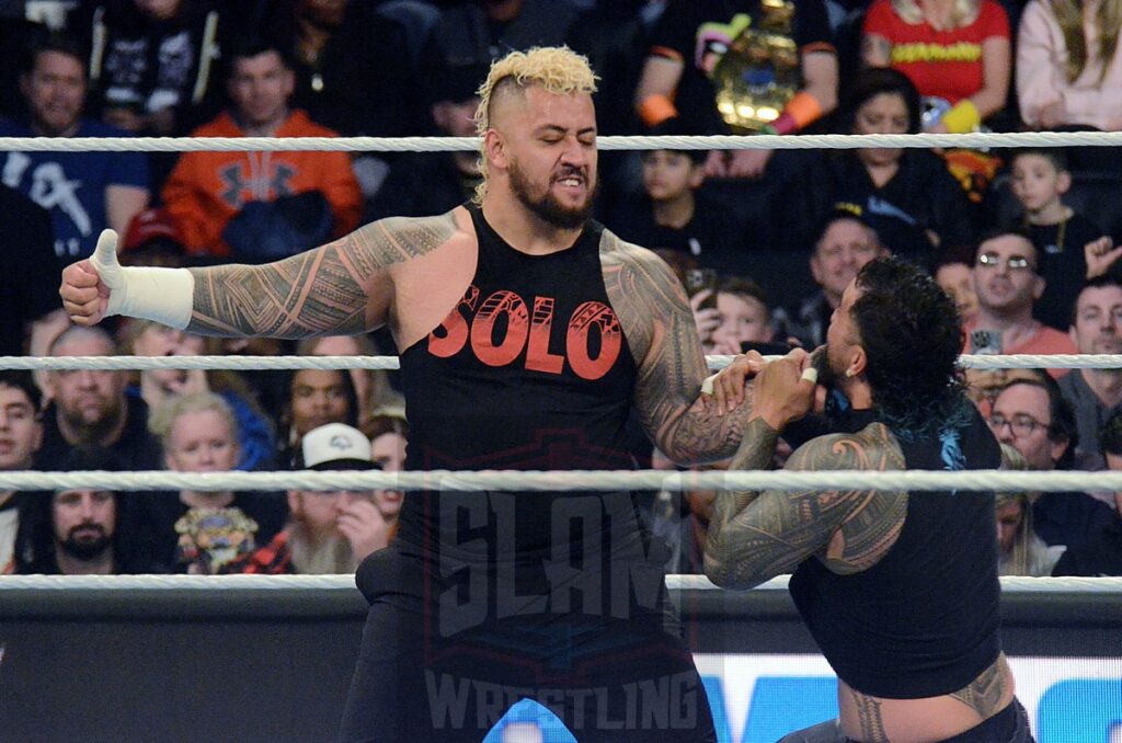 Solo Sikoa vs. Jey Uso in dark match after Smackdown went off the air at the Little Caesars Arena in Detroit, Michigan, on Friday, April 12, 2024. Photo by Brad McFarlin