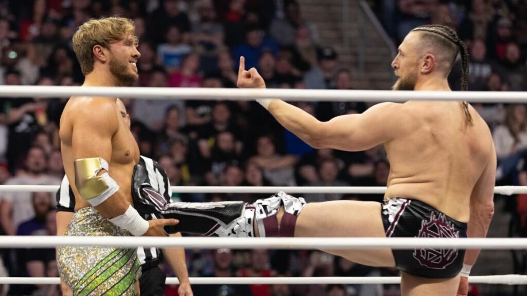 Bryan Danielson salutes Will Ospreay at AEW Dynasty. AEW photo by Ricky Havlik