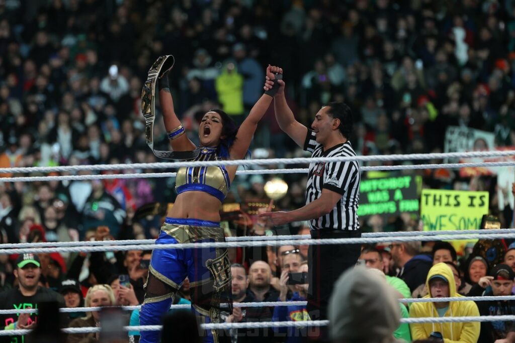 Bayley wins the WWE Women's Championship at Night 2 of WrestleMania XL at Lincoln Financial Field in Philadelphia, PA, on Sunday, April 7, 2024. Photo by George Tahinos, georgetahinos.smugmug.com