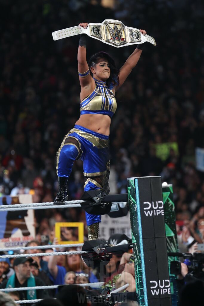Bayley wins the WWE Women's Championship at Night 2 of WrestleMania XL at Lincoln Financial Field in Philadelphia, PA, on Sunday, April 7, 2024. Photo by George Tahinos, georgetahinos.smugmug.com
