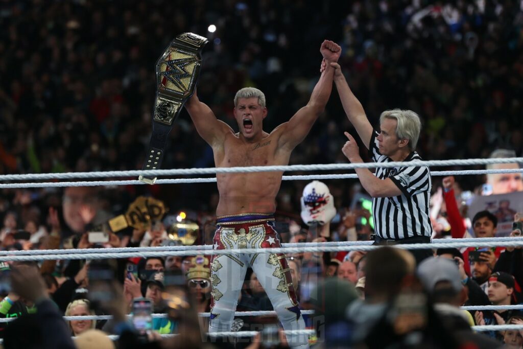New Undisputed WWE Universal Champion Cody Rhodes at Night 2 of WrestleMania XL at Lincoln Financial Field in Philadelphia, PA, on Sunday, April 7, 2024. Photo by George Tahinos, georgetahinos.smugmug.com