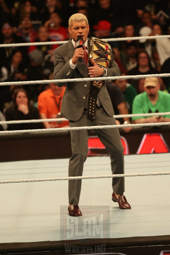 Cody Rhodes at WWE Monday Night Raw at the Wells Fargo Center in Philadelphia, PA, on April 8, 2024. Photo by George Tahinos, georgetahinos.smugmug.com