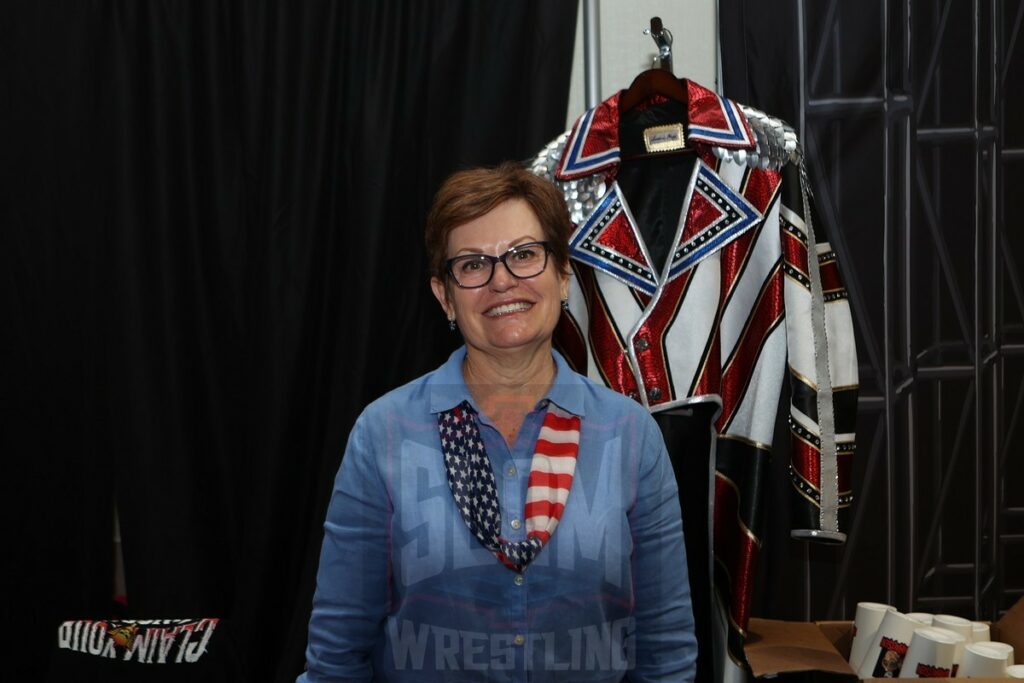 Michelle Runnels -- mother of Cody Rhodes -- at Wrestlecon at the Sheraton Philadelphia Downtown in Philadelphia, PA, on Friday, April 5, 2024 Photo by George Tahinos, georgetahinos.smugmug.com