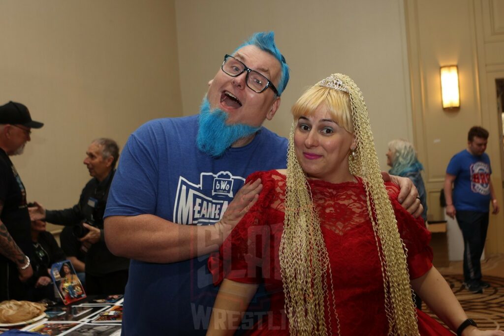 Blue Meanie and his new bride Tracy -- they were married on Thursday -- at Wrestlecon at the Sheraton Philadelphia Downtown in Philadelphia, PA, on Friday, April 5, 2024 Photo by George Tahinos, georgetahinos.smugmug.com