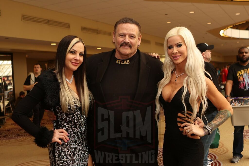 Ronnie Lang of Atlas Security with Velvet Sky and Angelina Love at Wrestlecon at the Sheraton Philadelphia Downtown in Philadelphia, PA, on Friday, April 5, 2024 Photo by George Tahinos, georgetahinos.smugmug.com