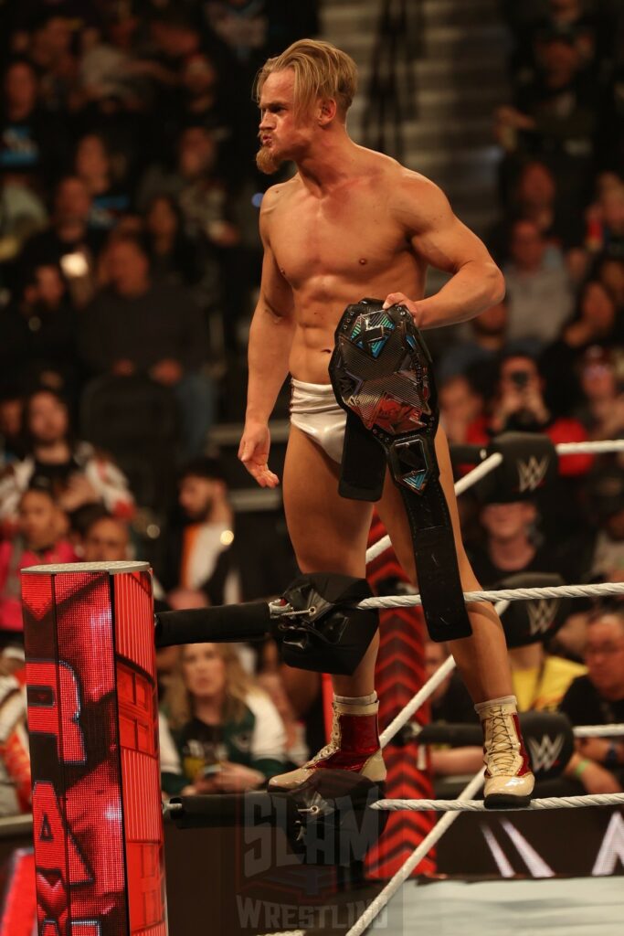 Ilja Dragunov at WWE Monday Night Raw at the Wells Fargo Center in Philadelphia, PA, on April 8, 2024. Photo by George Tahinos, georgetahinos.smugmug.com