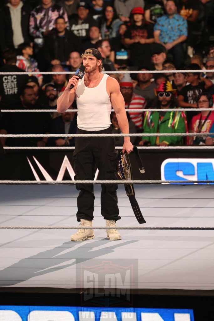 Logan Paul at WWE Smackdown at the Wells Fargo Center in Philadelphia, PA, on Friday, April 5, 2024. Photo by George Tahinos, georgetahinos.smugmug.com