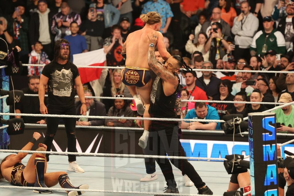 Judgment day interferes during New Catch Republic vs. Austin Theory & Grayson Waller at WWE Smackdown at the Wells Fargo Center in Philadelphia, PA, on Friday, April 5, 2024. Photo by George Tahinos, georgetahinos.smugmug.com
