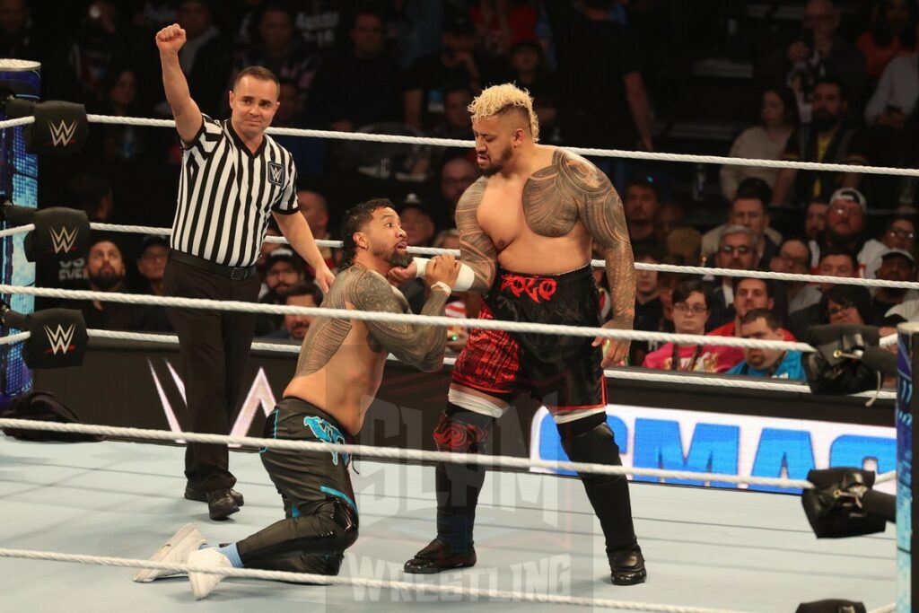 Jey Uso vs. Solo Sikoa at WWE Smackdown at the Wells Fargo Center in Philadelphia, PA, on Friday, April 5, 2024. Photo by George Tahinos, georgetahinos.smugmug.com