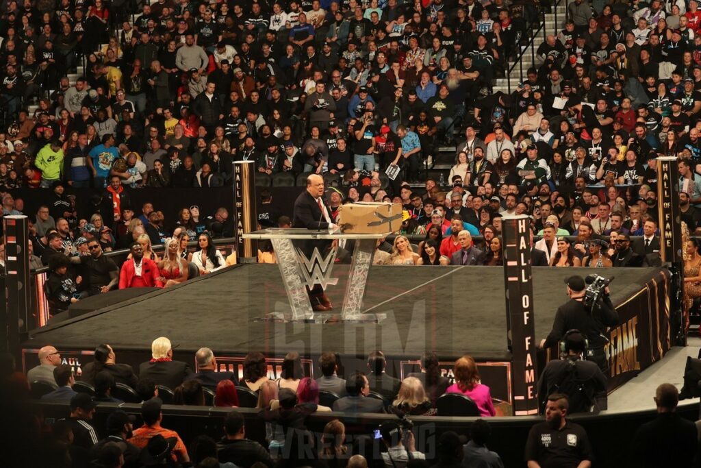 Paul Heyman at the WWE Hall of Fame ceremony at the Wells Fargo Center in Philadelphia, PA, on Friday, April 5, 2024. Photo by George Tahinos, georgetahinos.smugmug.com