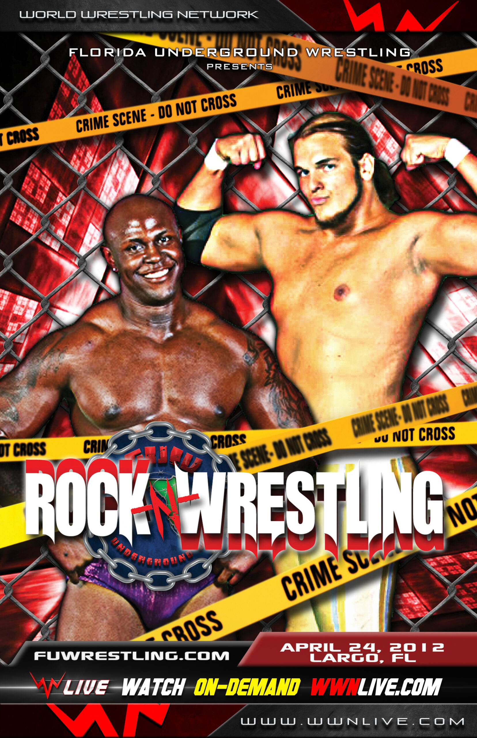 A Florida Underground Wrestling card from 2012 with Sam Adonis as Sam Elias.