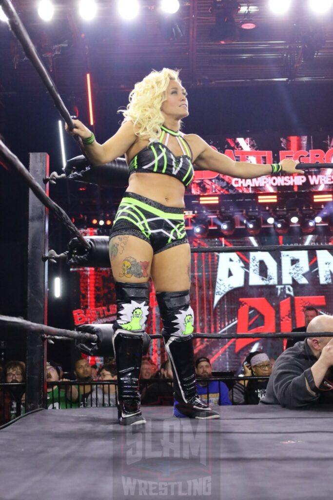 Dani Mo at Battleground Championship Wrestling's "Born To Die" on Friday, April 5, 2024, at the 2300 Arena in Philadelphia, PA. Photo by Christine Coons, www.coonsphotography.com